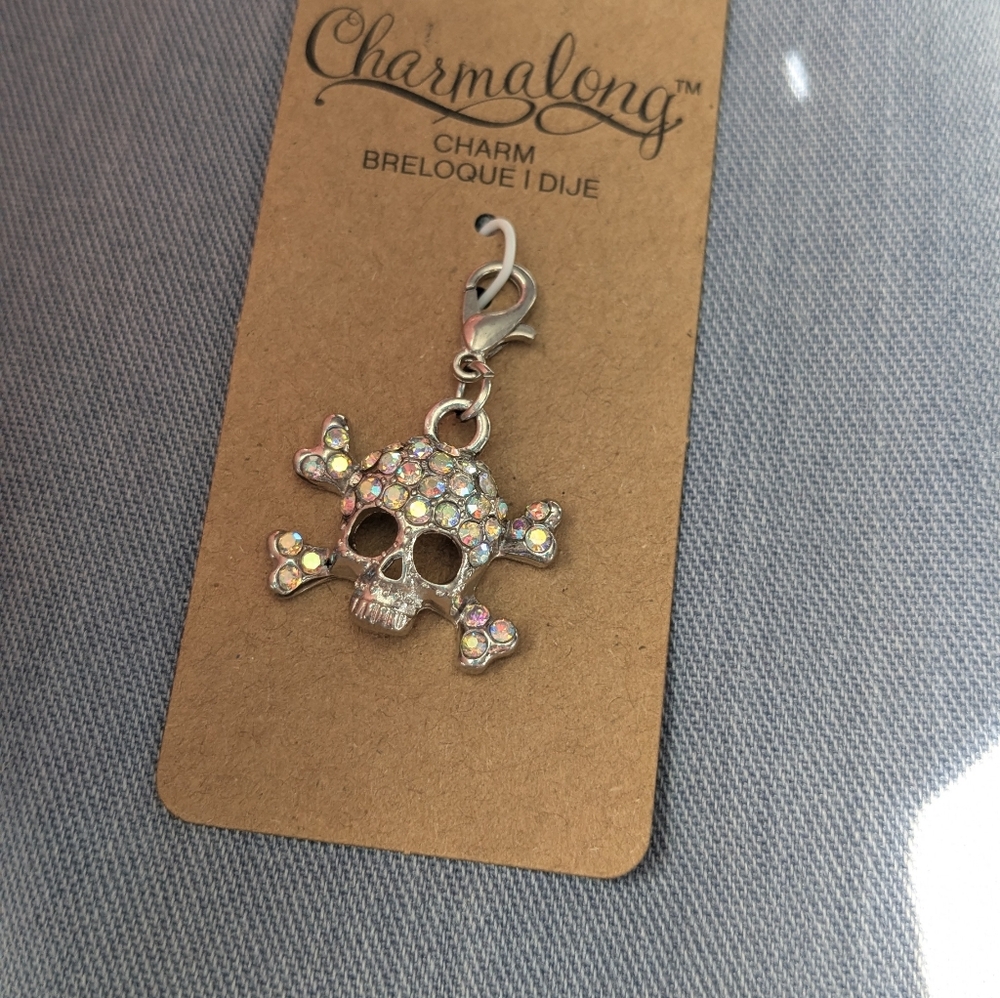 Charmalong Skull Charm with Crystals